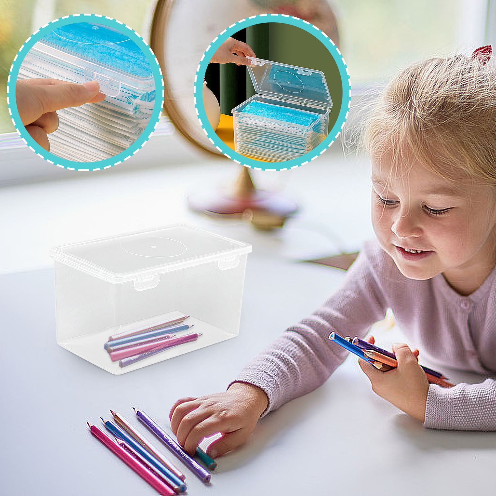 Extra Large Capacity Plastic Pencil Box Stackable Translucent Clear Pencil Case - Office Supplies Storage Organizer for Gel Pens Erasers Tape Markers Pencils