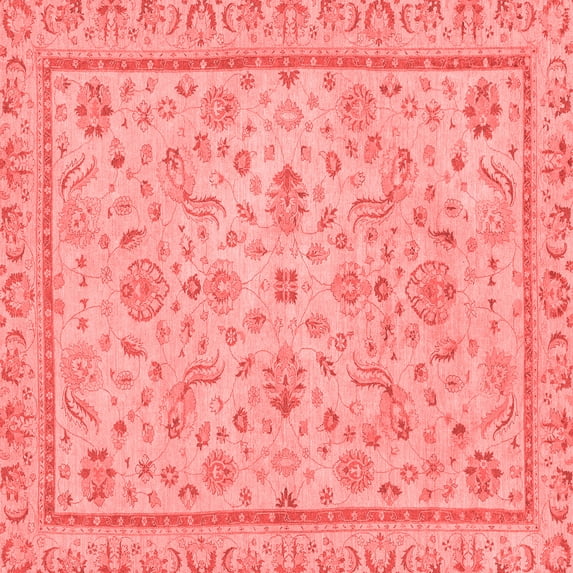 Ahgly Company Machine Washable Indoor Square Oriental Red Traditional Area Rugs, 6' Square
