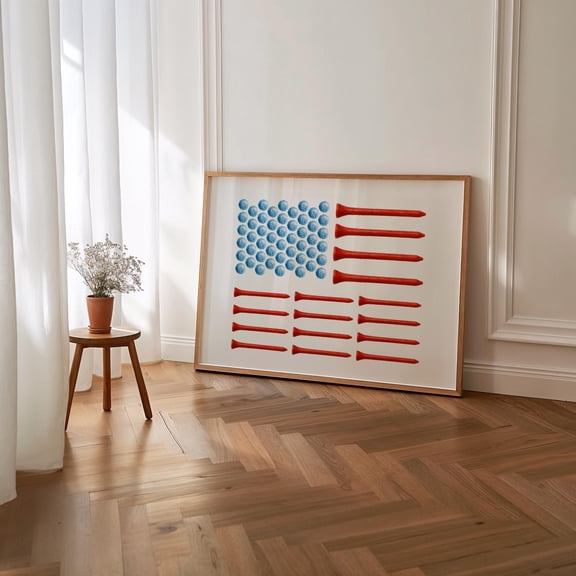 Golf Tee Art Print, American Flag Golf Wall Art, Golf , Boys Golf Room Decor, Golf Lover , Golf Lover Decor, S225 UNFRAMED Poster, Wall Art for Decor, Present, 8x12