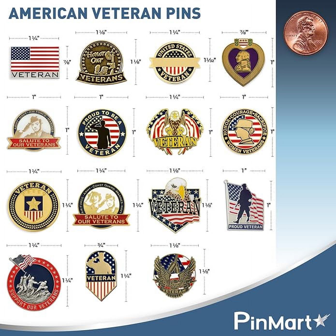 Pinmarts Made In Usa Veteran American Flag Enamel Lapel Pin 