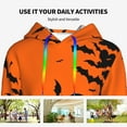thumbnail image 4 of Daiia Halloween Bats Pattern Women's Fashion Hoodies & Sweatshirts with Kangaroo Pocket Hooded Sweatshirt with Eye-catching Drawstrings-Medium, 4 of 7