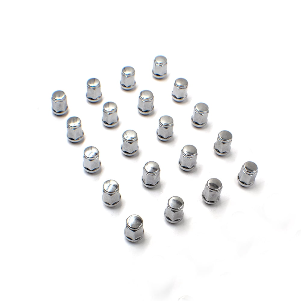 Wheel Accessories Parts Set of 20 Chrome 7/16 Lug Nuts Closed End Bulge Acorn Lug Nut Style 1.38" Long Cone Seat 19mm (3/4") Hex Wheel Lug Nut (7/16 UNF, Chrome)