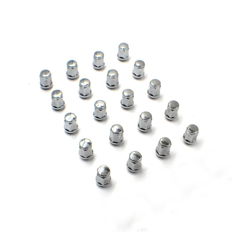 Set Of 24 Chrome 7/16-20 Closed End Bulge Acorn Lug Nuts - 60 Degree Cone Seat, 3/4" Hex