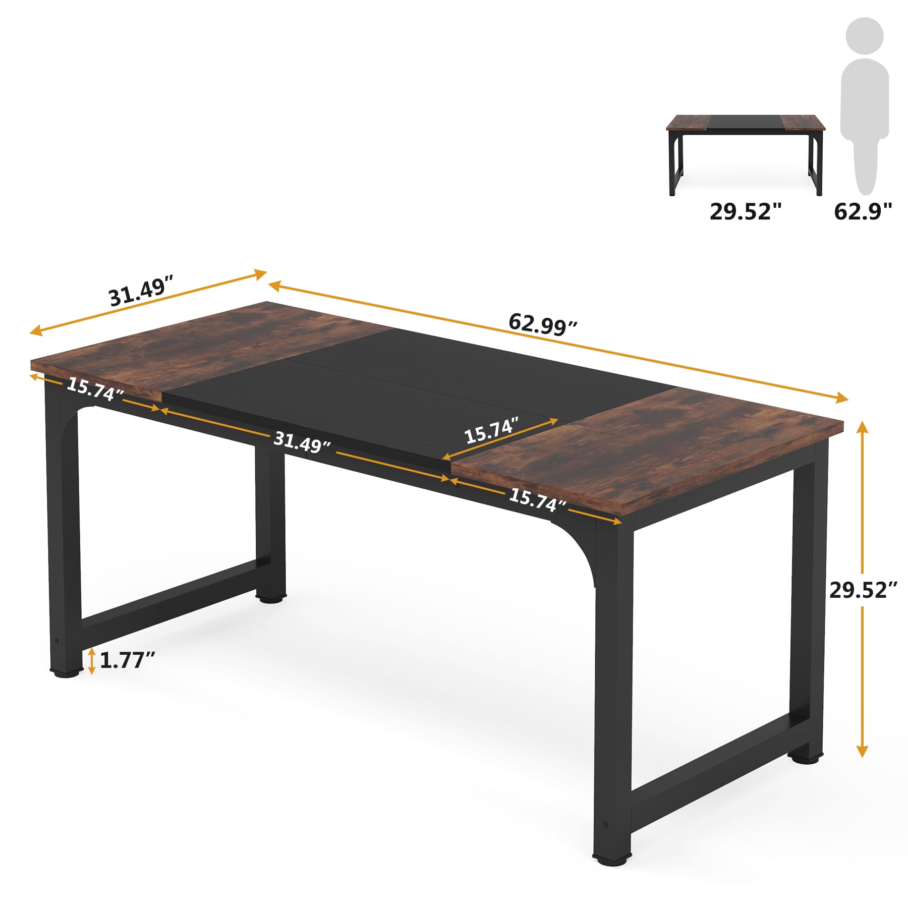 Tribesigns Adult Modern Executive Office Furniture Contemporary and Durable Desk, Rustic Brown/Black