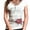 White, variant on Women´s T-shirt, Rhinestone Flower Print Short Sleeve Round Neck Slim Fit Tee Shirt Summer Tops