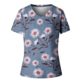 thumbnail image 4 of Herrnalise Women's Classic-Fit 100% Cotton Short-Sleeve T-Shirt Women Casual T-shirt Floral Printed V-Neck Short Sleeve Pullover Blouse Tops, 4 of 5