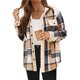 thumbnail image 3 of Chaqueta de Franela A Cuadros con Botones, Estilo Casual, Larga, con Bolsillos, Ideal para Otoño. Caqui Oscuro L, 3 of 8