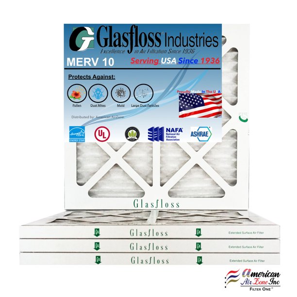 Glasfloss 14x14x1 MERV 10 Qty4 Furnace Air Filter Made in USA