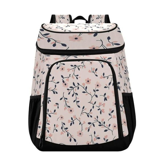 36 Can Capacity Insulated Backpack Cooler Lunch Bag for Picnics, Camping Small Pink Flowers