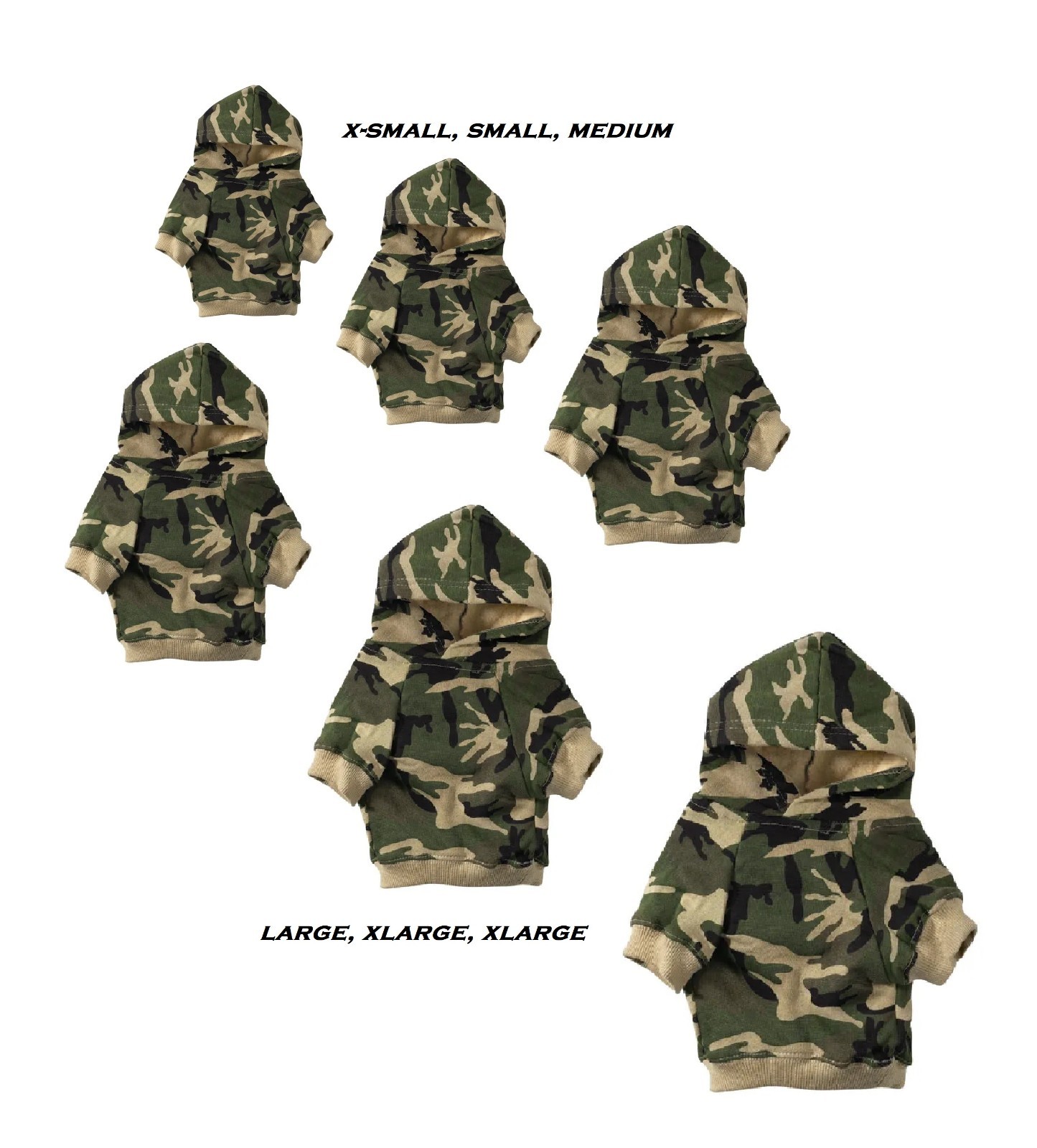 Camouflage Dog Hoodies Fleece Lined Chic Warm Pink or Green Camo Sweatshirts (Large - Green)