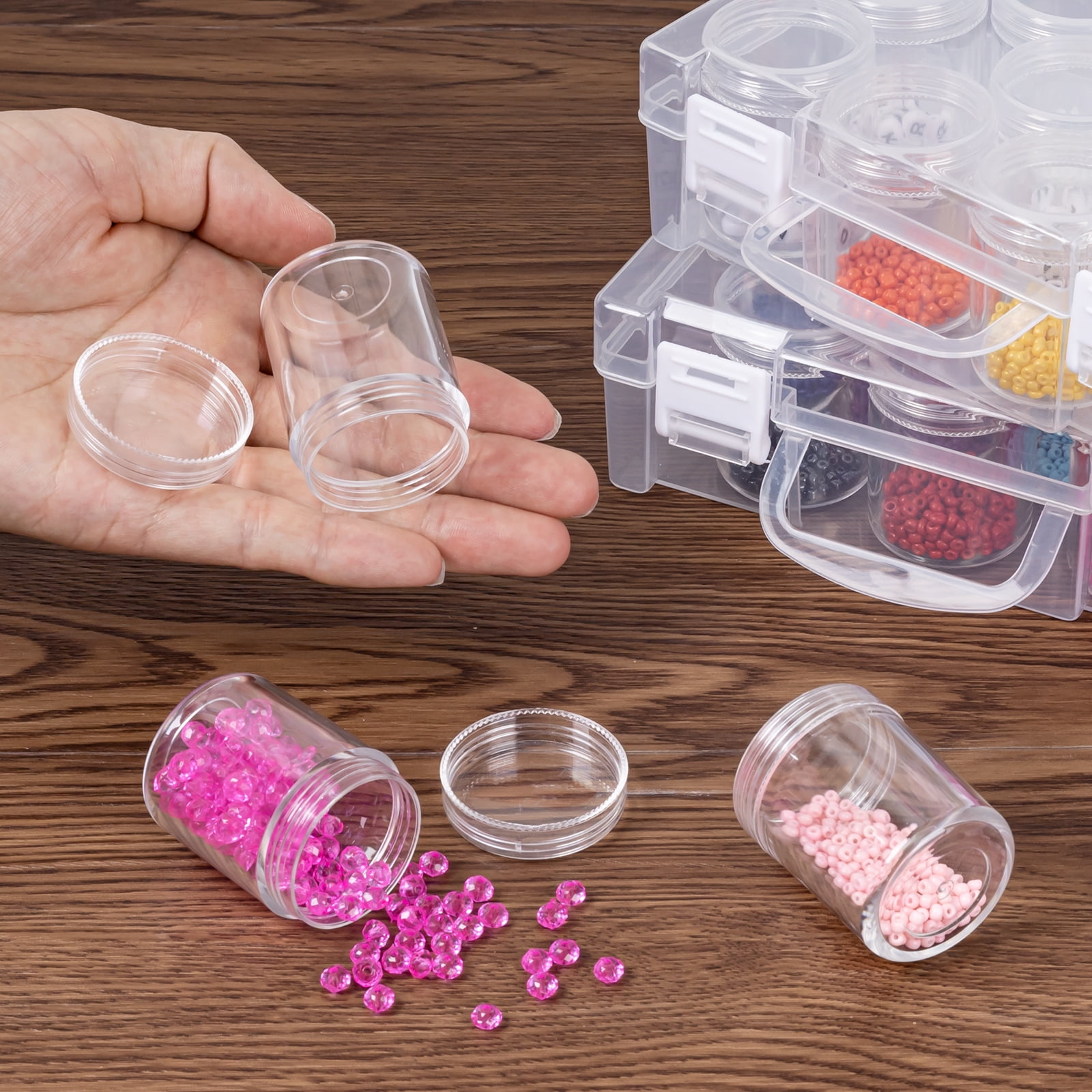 Bead Organizer, Diamond Painting Storage Containers, 14 Grids Clear Bead Organization Diamond Painting Accessories Small Storage Containerfor Craft, Jewelry and Earrings (2 Pack)