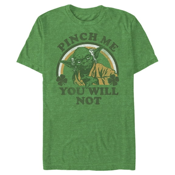 Men's Star Wars Yoda St. Patrick's Day Pinch Me You Will Not Graphic Tee Kelly Heather 2X Large