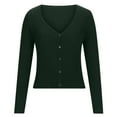 thumbnail image 6 of Zedker Women's Cardigans Sweaters Open Front Knit Cropped Sweaters Fall V Neck Long Sleeve Button Down Jacket Tops Green XXL, 6 of 7
