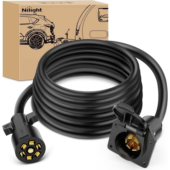 Nilight 7 Way Trailer Plug Extension Cord 12 Feet Heavy Duty 7 Pin Wiring Harness Cable