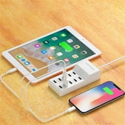 USB Charging Station, 10-Port USB Charger, Multiport USB Charger Station Hub, Compatible with IOS, Android Tablet Phone, and Other USB Charging Devices, White
