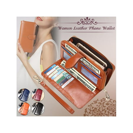 Bronze Womens Wallet - PU Leather Large Capacity Phone Wallet Handbag Clutch Bag Long Card Holder Zipper Clutch for Mother's Day Gifts, Wallets For Women