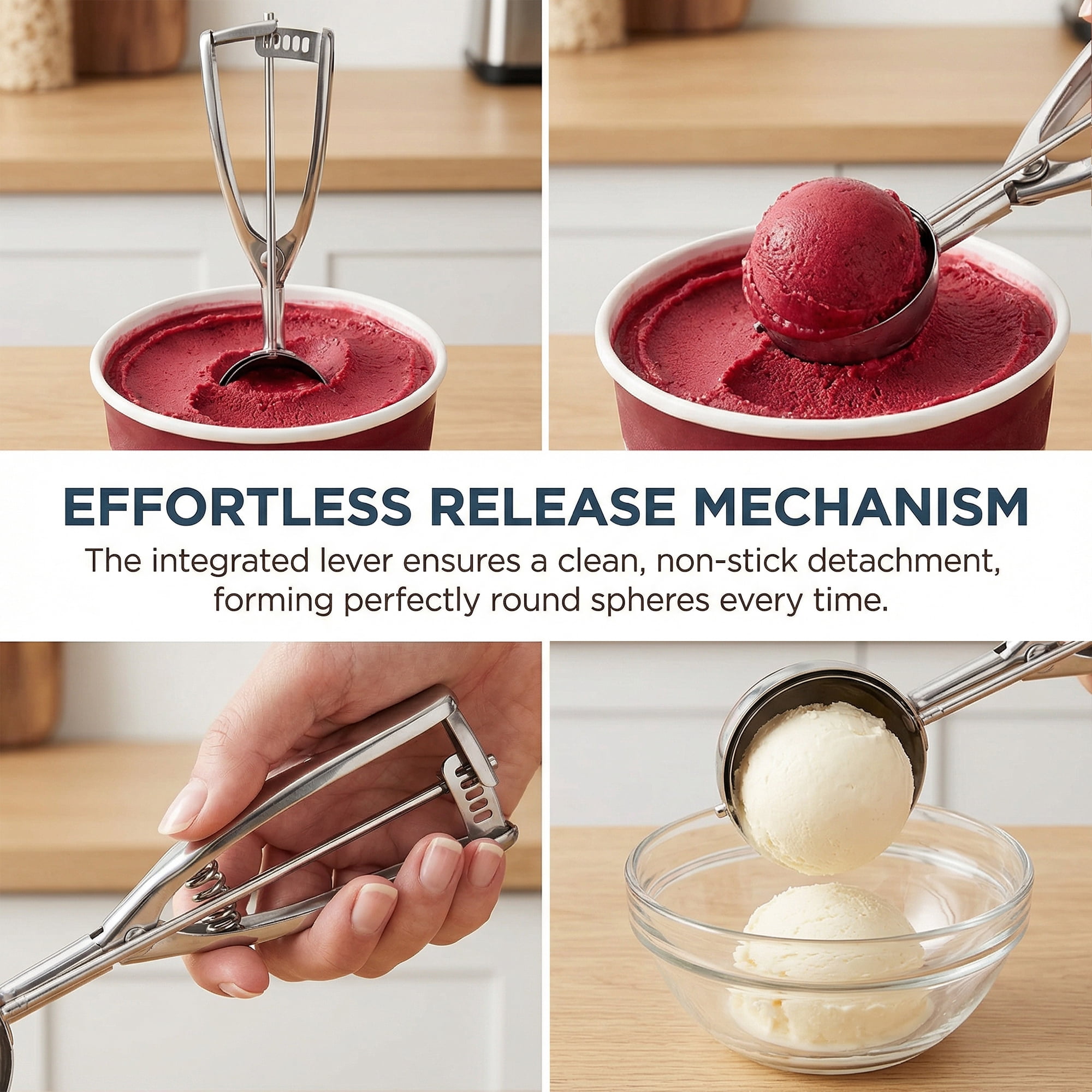 Unique Bargains Easy Clean Tool Stainless Steel Ice Cream Scoop Silver 9.3in