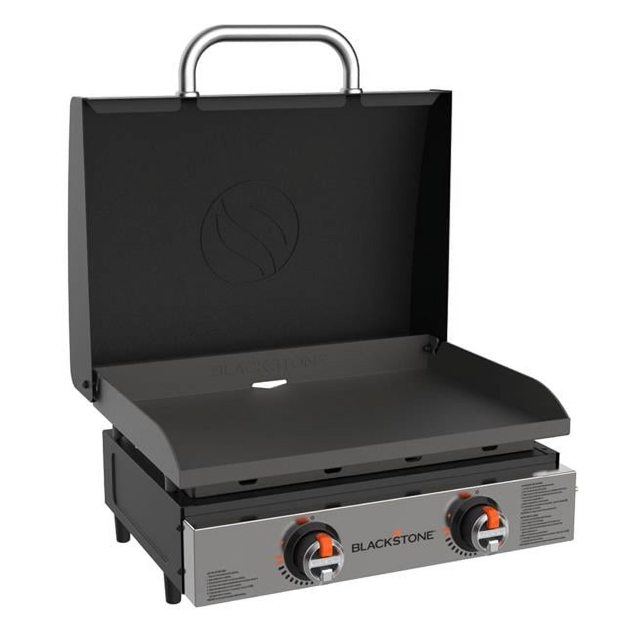 Blackstone 2-Burner 22" Tabletop Griddle with Hood Omnivore Plate and Stainless Front Panel