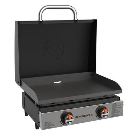 Blackstone 2-Burner 22&Quot; Tabletop Griddle With Hood Omnivore Plate And Stainless Front Panel