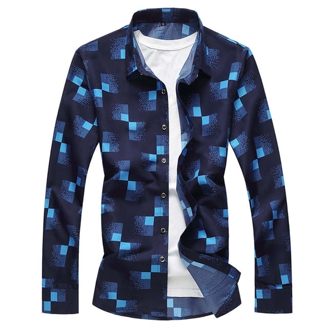 Blusa y camisa formal de manga larga con cuello vuelto para hombre, camisa con estampado a color, blusa de manga larga con cuello vuelto, blusa para hombre