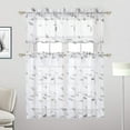 thumbnail image 2 of Haperlare 2 Panels 26"W x 24"L Sheer Kitchen Curtains Leaves Embroidery Cafe Curtains Half Window Curtain Set for Bathroom, White/Gray, 2 of 6
