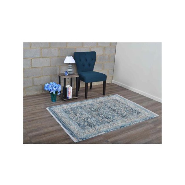 1 ft. 8 in. x 2 ft. 10 in. Machine Woven Crossweave Polyester Oriental Rectangle Area Rug, Grey & Blue