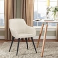 thumbnail image 2 of Andeworld Faux Leather Accent Chair Arm Chairs Living Room Chairs Leisures Chair Upholstered Chair with Metal Legs Set of 2 for Home Kitchen Office Bistro Cafe, Beige, 2 of 6