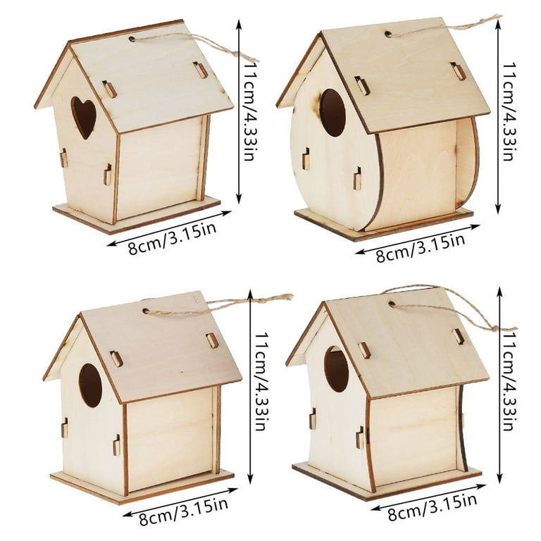 4 Pack Bird House Crafts for Kids Ages 5-8 8-12, DIY Birdhouse Kit for Children to Build, Art Craft Wooden Toys, Craft Projects with Paint,Brushes