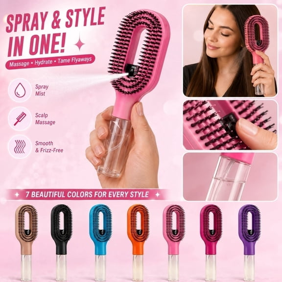 2026 Massage Hair Brush ,Steam Brushs for Hair, Steam Hair Straightener, Detangling Steam Brush for Short Hair, Reduce Frizz, Nourishes Hairs, Anti-Static