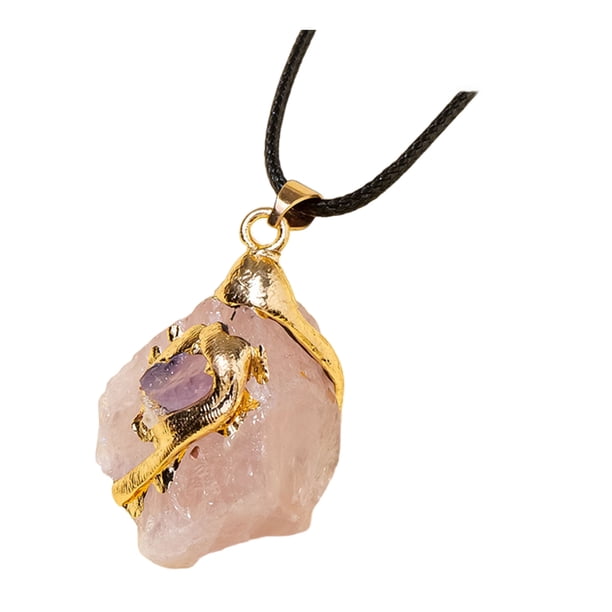 Qarigey Collar de cristal de sabiduría y fuerza para el día, regalo de aniversario, piedra de renacimiento, elegante collar de piedra de San Ropa, zapatos y accesorios Miscelánea Cristal rosa