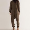 thumbnail image 2 of TQWQT Womens Long Sleeve Jumpsuit One Piece Rompers Loose Fit Overalls Lounge Pajamas Onesie Jumper Winter Fall Outfits Coffee S, 2 of 5