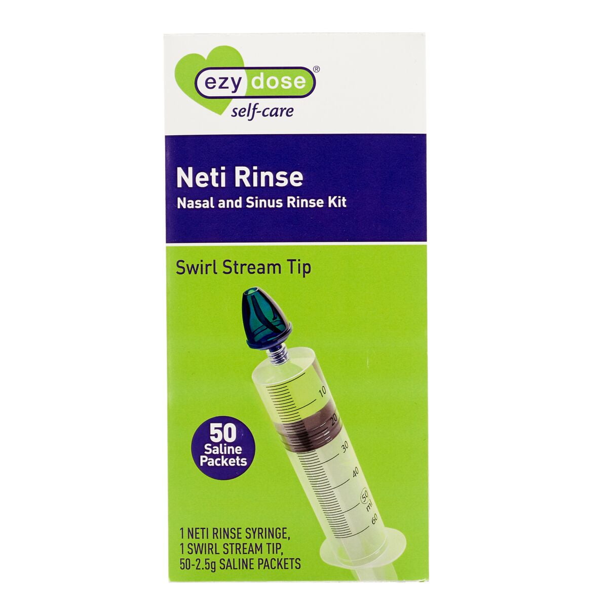 Ezy Dose Sinus and Allergy Relief Syringe, Nasal Rinse (50 Saline