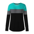 thumbnail image 4 of UTSJKR Womens Color Block Tunic Tops to Wear with Leggings Long Sleeve Thumb Hole Shirts Crew Neck Curved Hem Basic Graphic Tees Blue XXL, 4 of 5