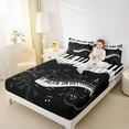 thumbnail image 4 of Manfei Musical Piano Twin Sheet Sets,Music Theme Twin Fitted Sheet,Black Splash Ink Flat Sheet For Kids,Ultra Soft Home Decor,3-Piece, 4 of 7