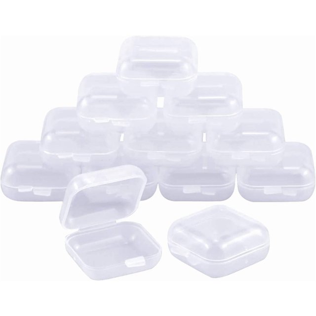 YILANJIN 12PCS Plastic Storage Cases Small Bead Organizers Clear Small Square Organizer Boxes Storage Containers Box Case for Pills earplug Rings Earrings Necklaces Small Items (3.5cm*3.5cm)