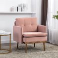 thumbnail image 6 of Accent Lounge Chair Upholstered Single Sofa Chair with Metal Legs Comfy Arm Chair Pink, 6 of 8