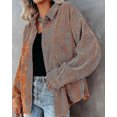 thumbnail image 2 of Camisa de pana de manga larga para mujer, chaqueta extragrande informal holgada con botones y bolsillo, 2 of 4