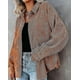 thumbnail image 2 of Camisa de pana de manga larga para mujer, chaqueta extragrande informal holgada con botones y bolsillo, 2 of 4
