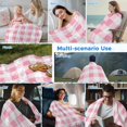 thumbnail image 5 of Pink Checkered Cooling Blanket, Lightweight Breathable Summer Throw Blanket with Double Sided Cold Effect, Pink White Buffalo Plaid Picnic Beach Blankets Bed Sheet for Hot Sleepers 30"x40", 5 of 8