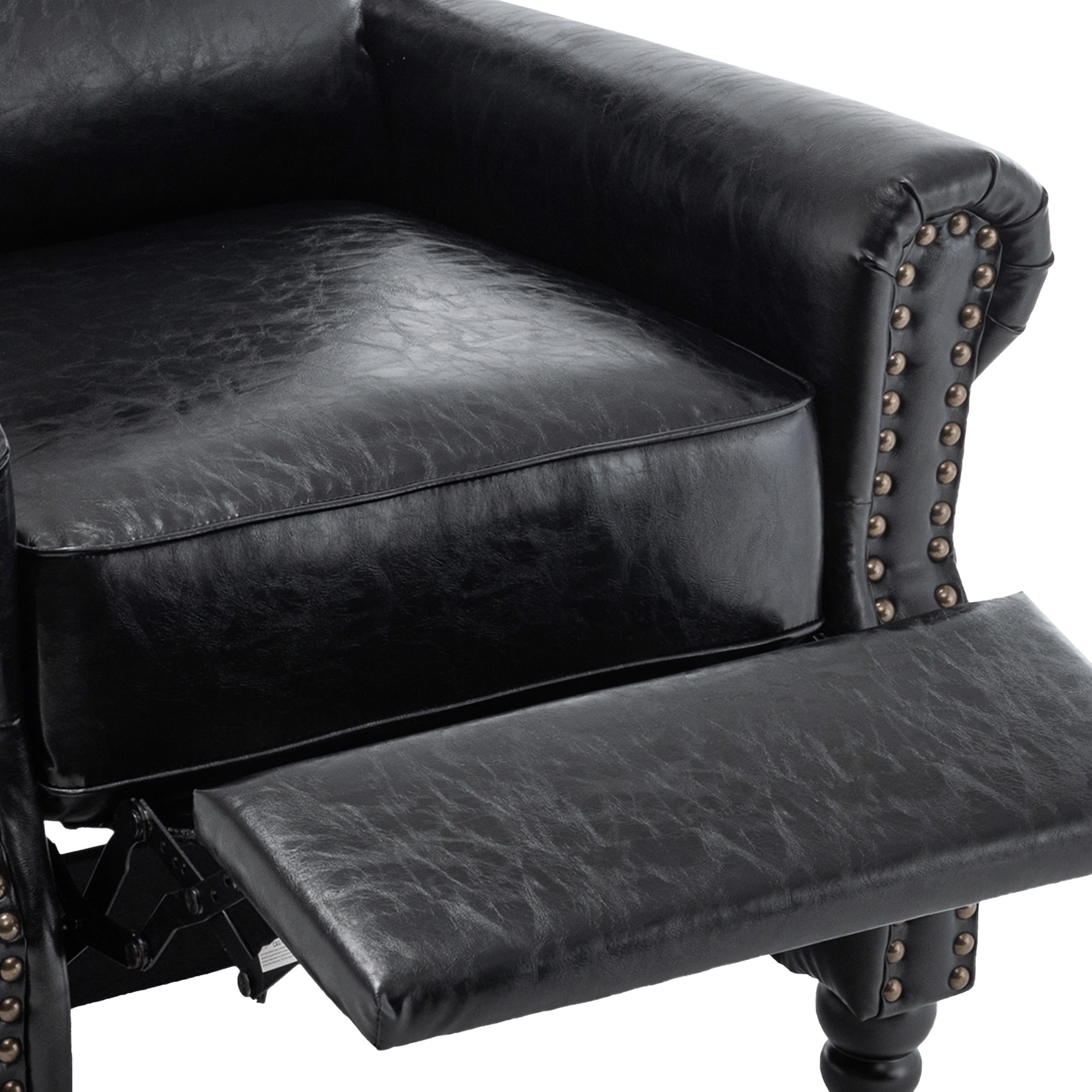 DREAMSIDEA Pushback Recliner Chair Faux Leather Wingback Chair Home Theater Single Sofa for Living Room, Black