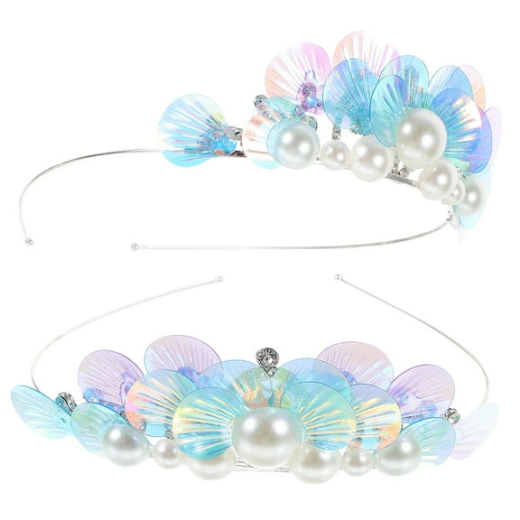 WHAMVOX 2pcs Party Headband Girls Cute Hair Band Ocean Theme Headband Mermaid Headdress Cosplay Hair Decoration Toddler Girls Headbands
