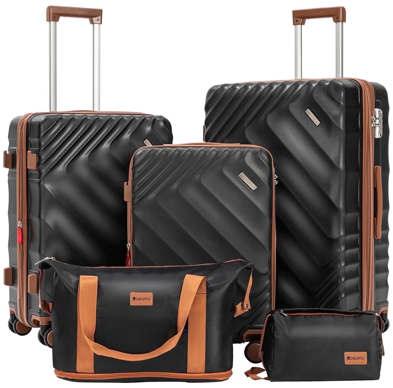 Rosamo 5 Piece 20/24/28 Inch Hardside Luggage Set, Expandable Suitcase with Spinner Wheels & TSA Lock, Carry on Luggage Set with Travel Bags