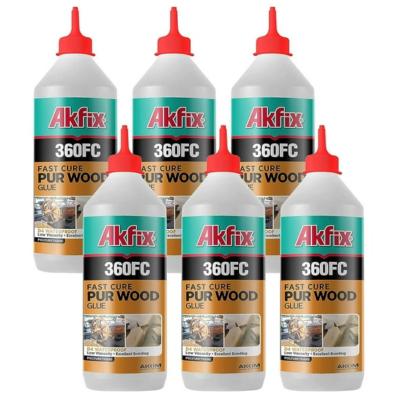 Akfix 360FC Fast Cure Polyurethane Wood Glue 15.4 fl oz-6 Pack