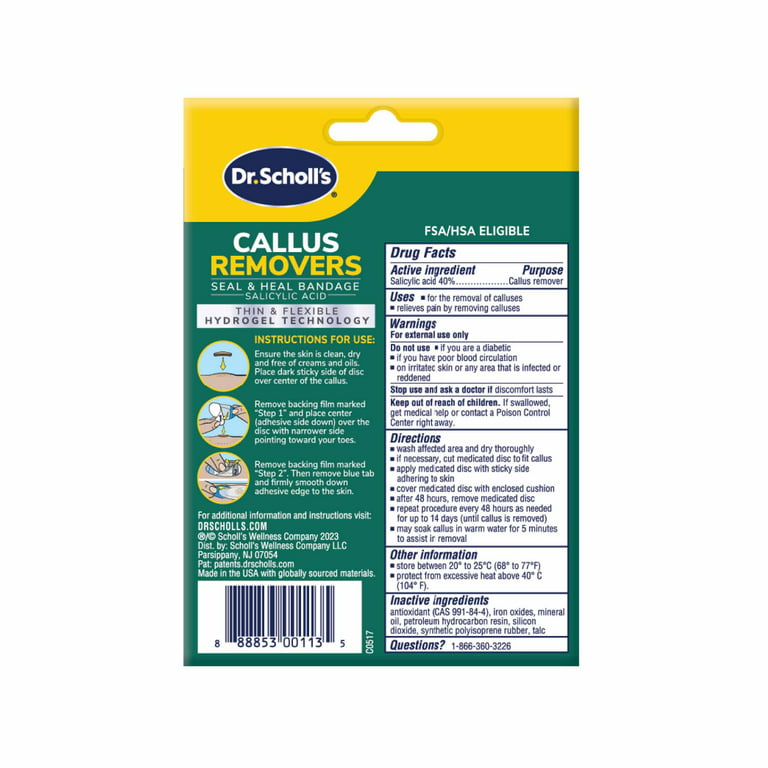 Dr. Scholl's Callus Remover Seal & Heal Bandage with Hydrogel Technology,  4ct // Removes Calluses Fast and Provides Cushioning Protection Against  Shoe