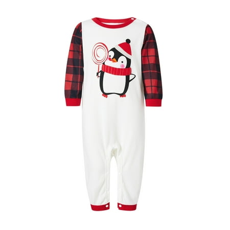

Eyicmarn Family Matching Christmas Pajamas Sets Long Sleeve Snowman Print Tops + Plaid Pants or Long Sleeve Patchwork Jumpsuit