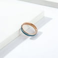 thumbnail image 2 of PAMTIER Men's 4mm Tungsten Steel Classic Dome Thin Stackable Synthetic Turquoise Gemstone Inlay Pinky Ring Wedding Band Matching Set Rose Gold Size 6, 2 of 5
