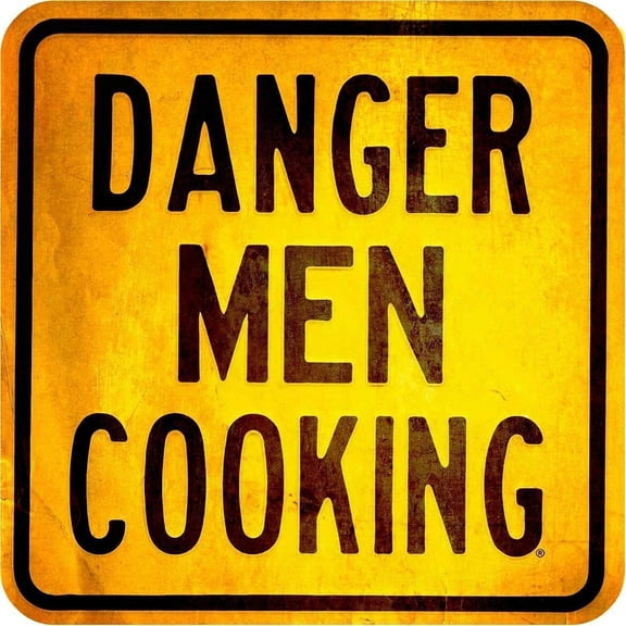 Vintage Tin Sign Danger Men Cooking Metal Poster Retro Art Wall Decoration for Home Club Cabin Garage Store Bar Cafe Farm 12" X 12"