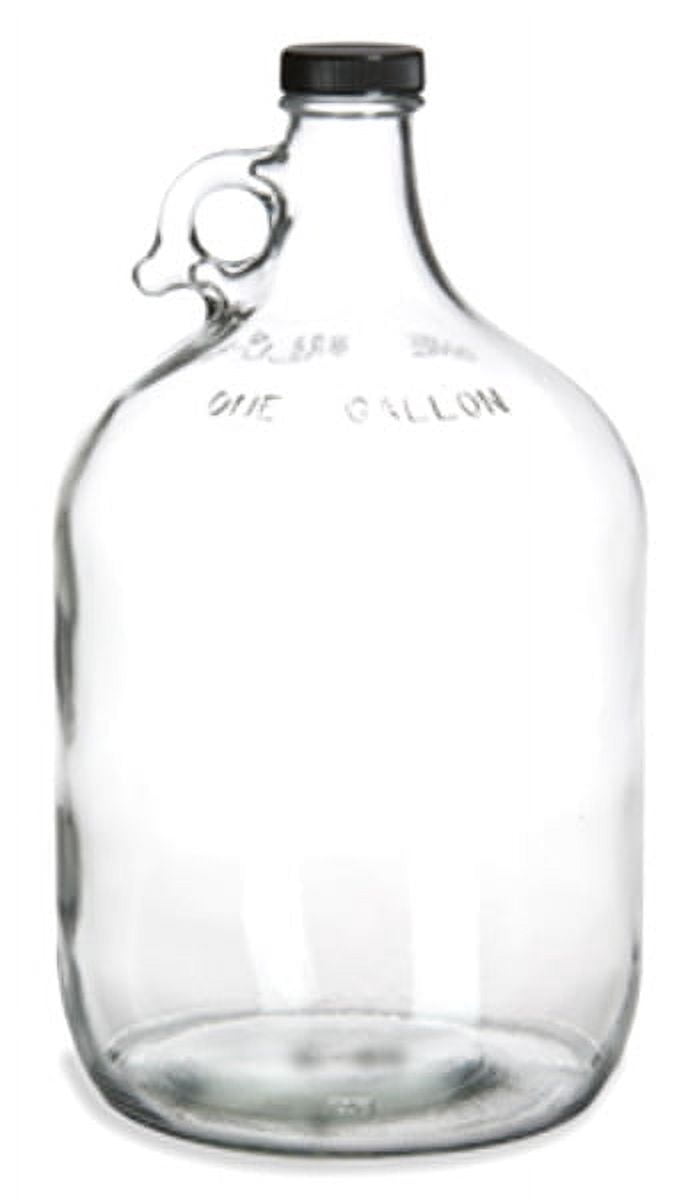 Glass Water Bottle, Includes 38 mm Polyseal Cap, 1 gal Capacity (Pack of 4)