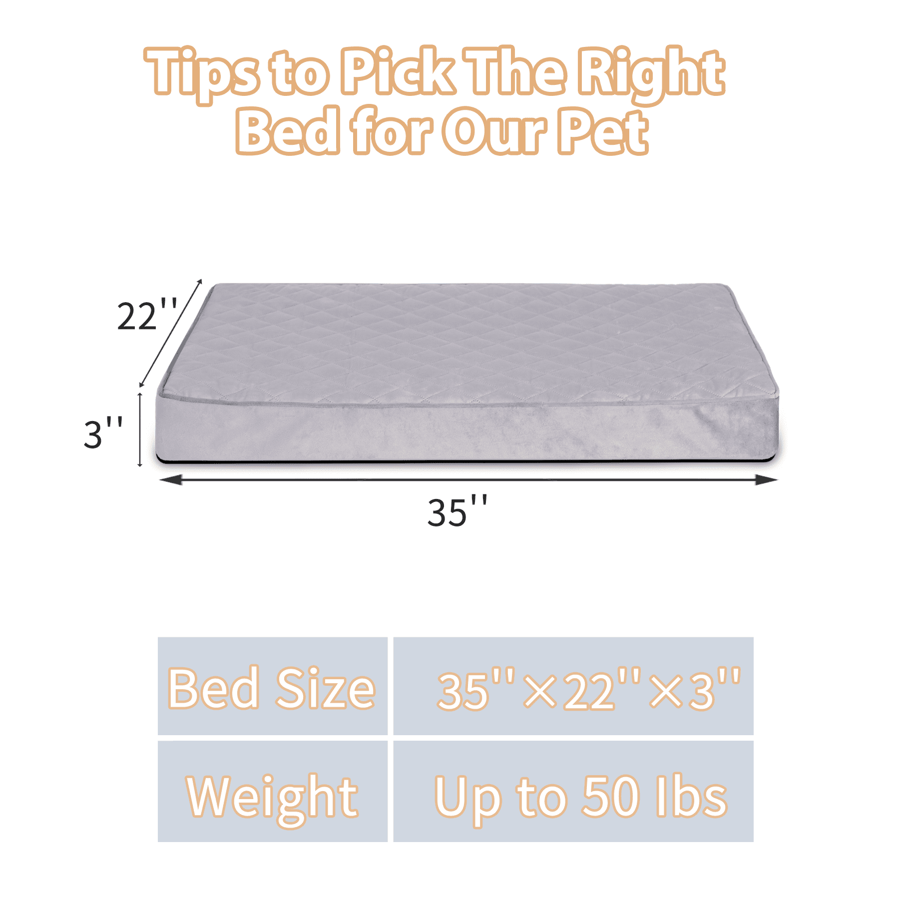 KSIIA 35" Waterproof Orthopedic Dog Bed for Large Dogs Orthopedic Dog Crate Bed with Removable Washable Cover