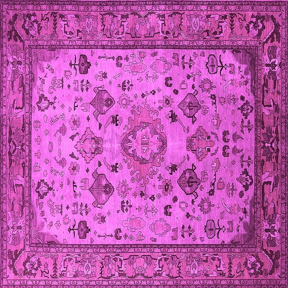 Ahgly Company Indoor Square Oriental Pink Industrial Area Rugs, 5' Square